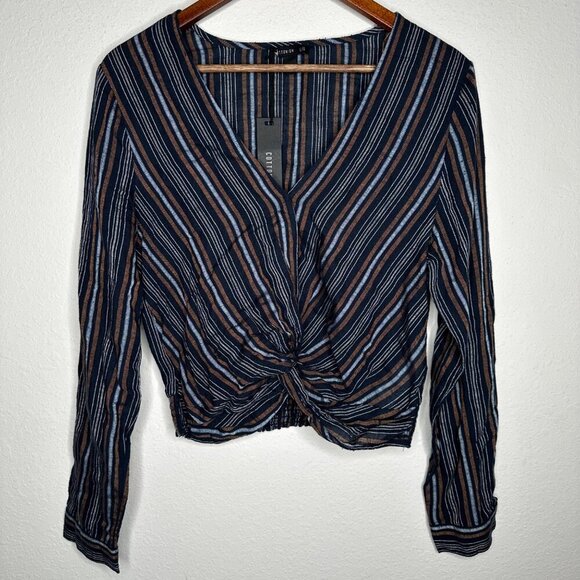 NWT Cotton On Harry twist front striped long sleeve top Sz L - Picture 2 of 9
